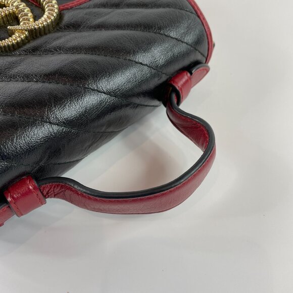 Gucci Black Red Calfskin Marmont Top Handle Crossbody Bag sku#85853(gently used) - Picture 14 of 15